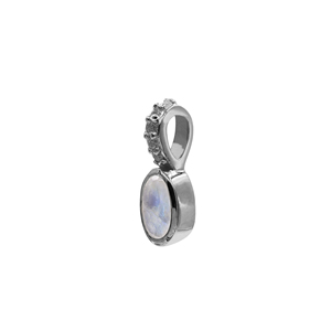 Piedra lunar arcoíris con forma ovalada de circón natural Colgante plateado de plata esterlina de 11 MM - Product Image 4
