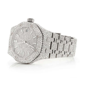 นาฬิกาควอตซ์โมอิสซาไนต์แบบสั่งทำพิเศษสไตล์ฮิปฮอปสุดหรู สายขนาด 20 มม. หน้าปัดกระจกประดับเพชรเต็มหน้าปัด - Product Image 2