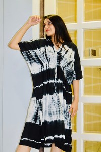 Venta caliente Étnico Impreso Ligero Tie-Dye Kaftan Casual Short Kaftan Floral Tie-Dye Kaftan - Product Image 6