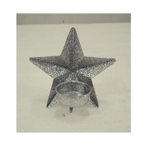 Silver Glitter Finished Metal With Glass <b>Star</b> Tea <b>Light</b> Candle Holder <b>Christmas</b> Ornaments For Home Decorative - Product Image 5