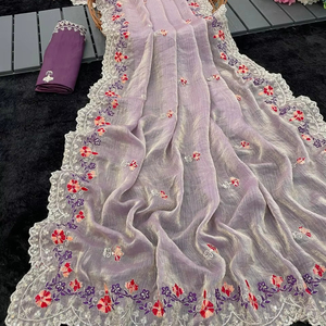 Sari en Chiffon Ethnique de Créateur, Meilleure Vente, Exclusif, Fantaisie, Dernière Collection, Qualité Premium, Tenue de Mariage et de Fête, Le Plus Vendu pour Femmes - Product Image 1