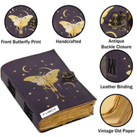Radaba Luna Moth Blank Spell Book of Shadows Journal avec fermoir à cadenas, carnet vintage fait main en cuir imprimé papillon A4/A5/A6