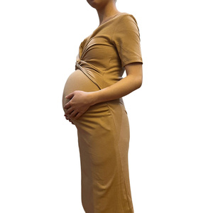 Wholesale <strong>Maternity</strong> Clothes Custom Logo Women's Nursing Dress Comfortable <strong>Maternity</strong> Crew Neck Dress - Product Image 5