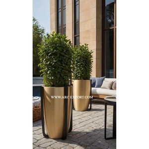 Centres de villégiature et hôtels Jardinière de fleurs moderne décorative noire polie Jardinières de fleurs rondes en métal d'excellente qualité à bas prix - Product Image 4