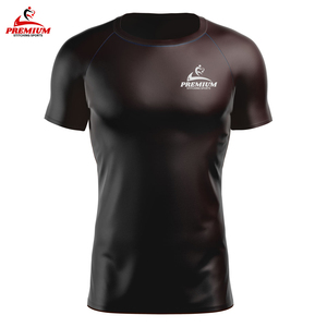 Logotipo personalizado al por mayor poliéster Spandex músculo culturismo manga corta chándal entrenamiento gimnasio desgaste para hombres Fitness - Product Image 6