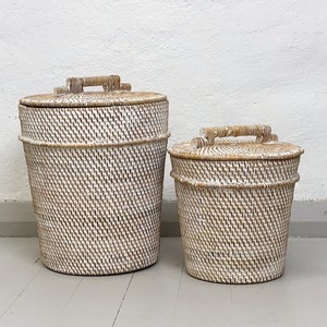 Braided rattan <b>storage</b> bin with lid home use basket <b>containers</b> factory price <b>container</b> bins - Product Image 3