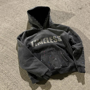 Fabricant pakistanais sweats à capuche en strass lavés à l'acide pour hommes basiques en coton mélangé sweats à capuche en strass lavés à l'acide pour hommes - Product Image 2