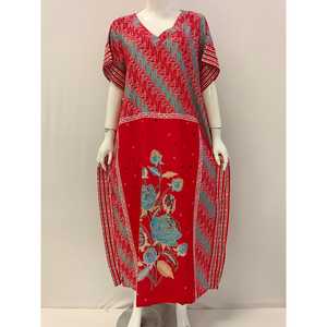 Kell JB ชุดเดรสลำลองใหม่ Kaftan พร้อมลวดลายคอวีทันสมัยที่ปิดเอวยางยืดสำหรับฤดูร้อนในร่มความยาวเข่า - Product Image 1