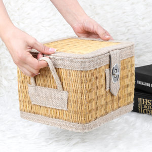 ArtisRaw Handmade Vintage Square Straw Picnic Basket-Food Storage & Portable Cooler Bag All Seasons Made in TN - Product Image 1