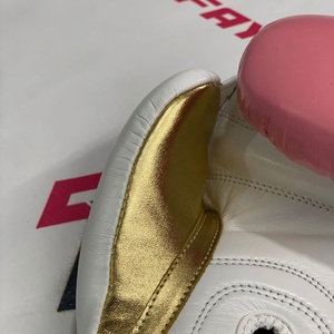 Professional Real Leather No Boxing No Life Golden/Pink/White Lace Up Boxing Gloves <b>Foam</b> <b>Padding</b> Premium Fighting Gloves - Product Image 5