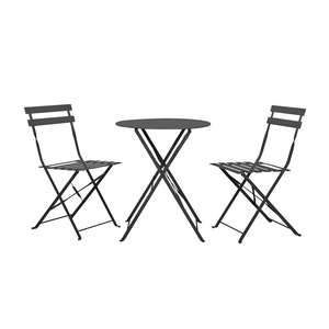 Jet-Line Bistro Black <b>Garden</b> Furniture Set with <b>Table</b> <b>and</b> <b>2</b> Folding <b>Chairs</b> for Terrace Balcony or <b>Garden</b> Use - Product Image 2