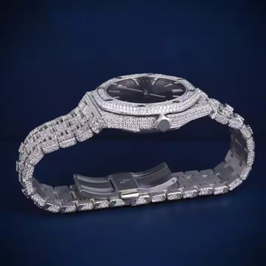 Elegante Reloj de Pulsera Deportivo de Cuarzo de 41 mm, Estilo Hip Hop, para Hombre de Negocios, con Esfera Negra, Resistente al Agua, de Acero Inoxidable y Moissanita - Product Image 6