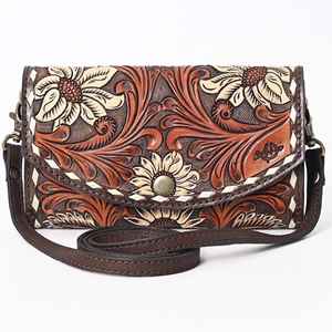 Sac à main Western Sling de luxe Bohème Design personnalisé Fleur en cuir repoussé Sculpture florale Sac de rodéo pour femmes - Product Image 2