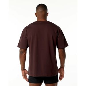 T-shirt à col rond bordeaux pour homme-94% coton, 6% spandex, manches courtes, épaules tombantes - Product Image 3