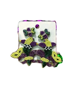 Boucles d'oreilles à franges et pompons, design accrocheur, perles arc-en-ciel, boucles d'oreilles statement, vente en gros, bijoux de festival - Product Image 4