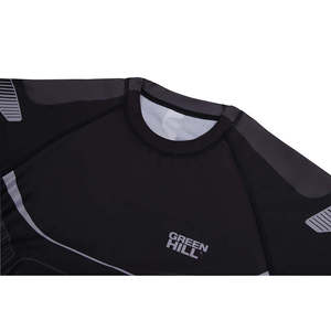 Green Hill 2023 Rashguard de compression à manches courtes sublimé pour MMA en nylon noir anti-UV pour usage en salle de sport - Product Image 5