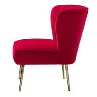 Chaise d'appoint capitonnée en velours rouge au design moderne, rembourrage en mousse, pieds dorés, meubles de salon