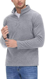 Sudadera informal con cremallera de un cuarto para hombre, jerséis de manga larga, jerséis básicos con cuello simulado, talla XL, ropa bordada, teñido sólido - Product Image 3