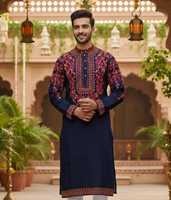 Kurta Payjama en soie de qualité supérieure avec fil multicolore pour les mariages et les fêtes