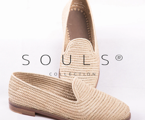 รองเท้าแมกเฟียทำด้วยมือ,รองเท้า Moccasin โมร็อกโกรองเท้าแฟลต Raphia คุณภาพสูง - Product Image 1