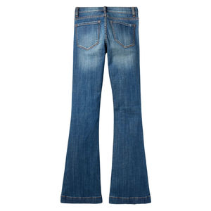 Jeans de Tiro Alto con Corte de Campana, Mezclilla Elástica Azul, Corte Ajustado, Estilo de 5 Bolsillos, Estilo Western, Jeans de Mujer Cómodos y Elegantes - Product Image 5