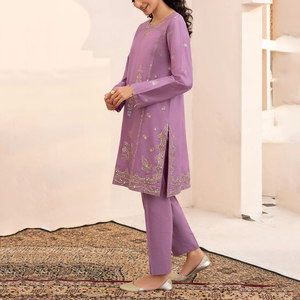 Ensemble de robes 3 pièces décontractées pour femmes Broderie de haute qualité Imprimé numérique Shalwar Kameez Nouvelles collections Eid d'été à vendre - Product Image 3