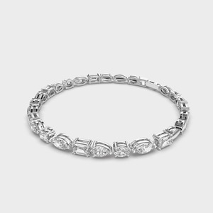 IGI Certified Multi-Shape Lab Grown Diamond Tennis <b>Bracelet</b> in <b>Solid</b> 925 Sterling <b>Silver</b> - Product Image 2