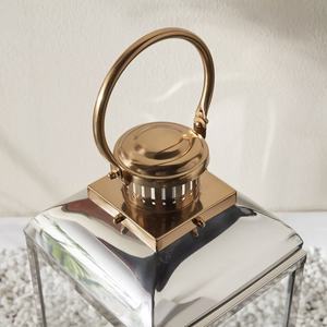 2025 Luxury Metal Candle Pillar Holder <b>Lantern</b> Gold and Silver Christmas Home Decorations Handmade Square - Product Image 2