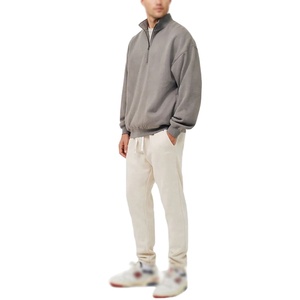 Sudadera personalizada con media cremallera para hombre, cómoda y relajada, con cuello levantado, manga caída esencial, sudaderas con capucha de algodón liso - Product Image 6