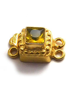 Prem Bhaya Citrine Gemstone 1-3 Strand Square Box Fermoir Plaqué Or 18K 19X10X8MM Multi-Usage pour la Fabrication de Bijoux B806 - Product Image 3