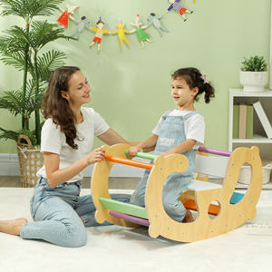 AIYAPLAY 2 in 1 <b>Montessori</b> Arch and Rocking Chair Indoor Play <b>Toy</b> for Children, Pine <b>Wood</b>, 91x41x48 cm - Product Image 2
