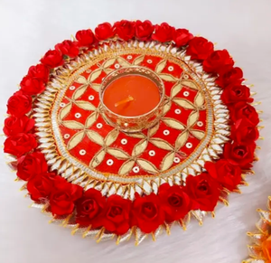 Portavelas de candelita redondo floral hecho a mano para decoración de Diwali, REGALOS FESTIVOS y acento de mesa elegante - Product Image 1