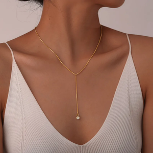 Bijoux en gros Style IG élégant Streetwear couleur unie 201 en acier inoxydable plaqué or 18 carats collier - Product Image 3