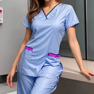 Uniformes de enfermera de 2 piezas respetuosos con el medio ambiente, uniformes de hospital para salones de belleza y hospitales, conjuntos de uniformes transpirables - Product Image 1