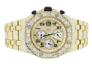 Best Seller VVS Moissanite Diamond Yellow Gold Tone Acero inoxidable Iced Out Mecánico Automático Reloj de pulsera Hip Hop Moda - Product Image 5