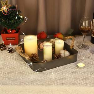 Plateau carré en métal noir en métal galvanisé plaqué noir Plateau en métal Design traditionnel pour la maison Hôtels et restaurants Décor - Product Image 2