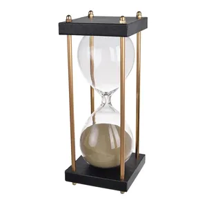Temporizador de arena de estilo de Venta caliente hecho de latón y vidrio coleccionable tiempo de arena náutica con soporte decoración del hogar reloj de arena náutico - Product Image 2