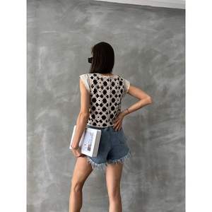 Topshow Women's Stone <b>Black</b> <b>Buttoned</b> Vest Wholesale Waistcoat - Product Image 1