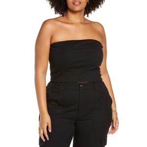 Top a Tubo in Cotone Organico Nero a Costine, Taglia 1X, Traspirante, Lavorato a Maglia, con Logo Personalizzato, Stile Casual - Product Image 1