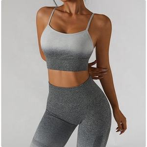 Vente en gros nouvelle tendance couleur dégradée taille haute exercice yoga combinaisons de sport combinaison en tricot pour femmes de l'usine - Product Image 5