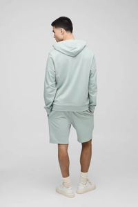High Quality Men's Short <b>Sets</b> Custom Logo New Design Casual Winter Two-Piece Solid Color Hoodie <b>Set</b> - Product Image 5