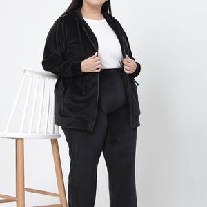 Chándal de dos piezas de talla grande liso personalizado completo para mujer, conjunto de chándal de talla grande informal para mujer con tarifa al por mayor - Product Image 3