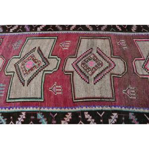 Vintage Turkish Rug 4.6x11 ft (141x336 cm), <b>Red</b> <b>Wool</b> Rug - Product Image 4