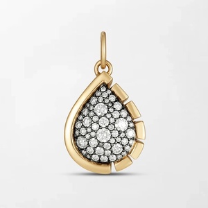 Pendentif goutte d'eau en or jaune 18 carats avec sertissage fendu et 59 diamants ronds de laboratoire de 0,73 carat GH-VS pour fête de fiançailles - Product Image 1