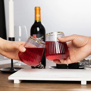 Bicchiere in Plastica Personalizzabile <span class=keywords><strong>da</strong></span> 12oz <span class=keywords><strong>con</strong></span> Bordo Dorato Senza Stelo per Bar, Caffè, Frappè e Attività Commerciali - Product Image 3
