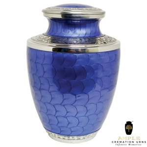 โกศบรรจุอัฐิแบบอเมริกัน/ยุโรป สีน้ำเงิน เป็นมิตรกับสิ่งแวดล้อม ทนทาน ปรับแต่งได้ สำหรับงานศพ ขนาด 10 นิ้ว - Product Image 1