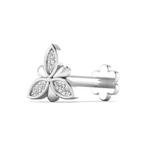 Beautiful 14KT White & Rose Gold Body Jewelry 0.03CT Diamond & Yellow Rose Pearl <b>Nose</b> Pin Wedding & Engagement Gift for Women - Product Image 1