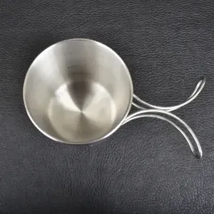 Elegantes tazas redondas de metal para café y té con asas de acero inoxidable pulido con espejo, perfectas para accesorios de Bar de Hotel - Product Image 3