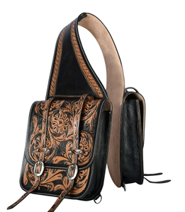 Bolsos de sillín de salto ecuestre de cuero genuino de alta calidad, diseño Floral occidental personalizado para caballo - Product Image 1
