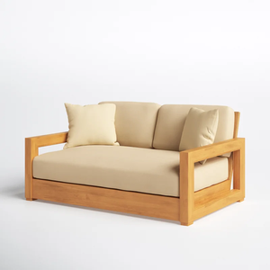 Jesica Made of Solid Teak Wood Frame <strong>2</strong>-Seat for Outdoor Love Seat Natural Finish - Product Image 2